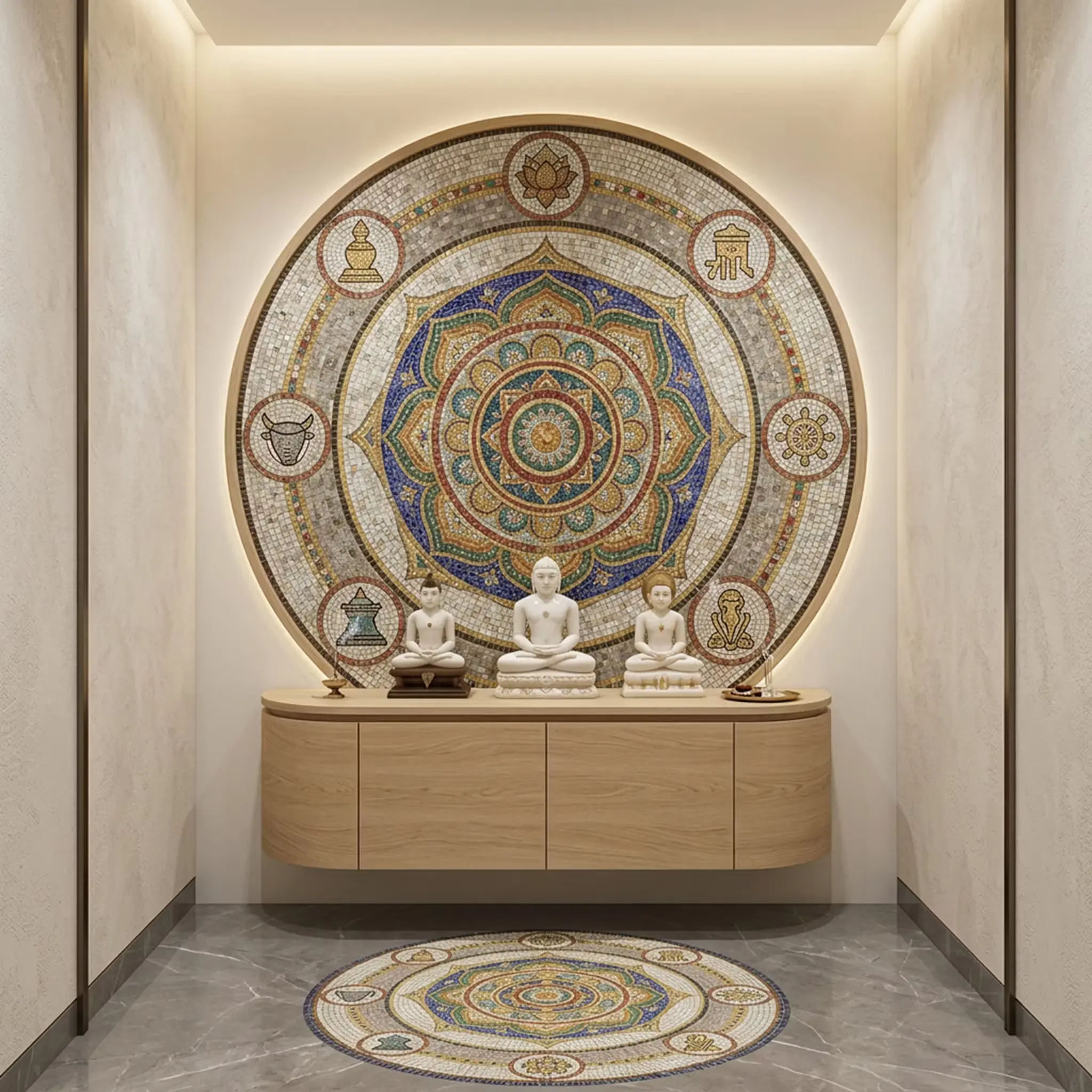 Custom pooja room design by Space4You Interiors